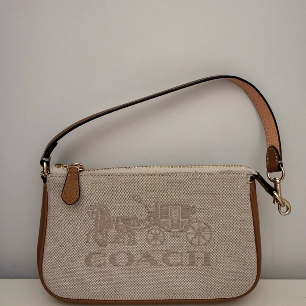 Coach Cream and Brown Wristlet